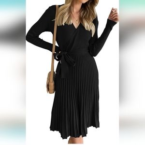 Black Wrap Sweater Dress